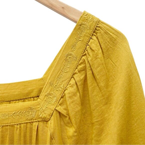 NWT Old Navy Square-Neck Tiered Swing Top Size Large Boho Blouse Mustard Yellow - Picture 4 of 12